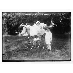  Two children of the Crown Prince of Prussia, one in baby carriage 