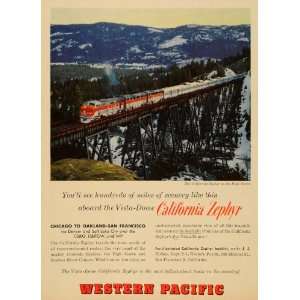 1957 Ad Western Pacific Railroad California Zephyr   Original Print Ad