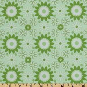  44 Wide Happy Mochi Yum Yum Floral Toss Green Fabric By 