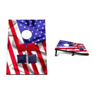  Bean Bag Toss & Corn Hole Set   2 Boards 8 Bags   USA Flag 