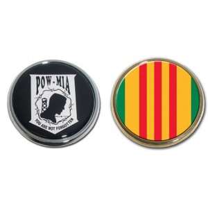  POW MIA and Vietnam Veteran Seal Chrome Auto Emblem Set 