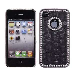 Phone 4G 4 G / 4S 4 S Deluxe Luxury Black Grunge Mat Weave Texture 
