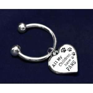  ANIMAL RESCUE All My Children have Paws Key Chain Sterling 