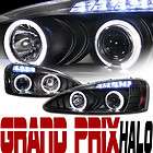 BLACK DRL LED DUAL HALO RIMS PROJECTOR HEAD LIGHTS LAMP 04 08 PONTIAC 