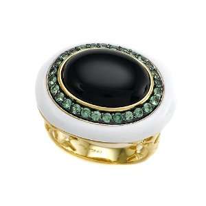  Carlo Viani® 14K Yellow Gold Plated Silver Onyx Ring with 
