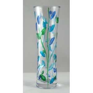 Due Zeta Italian Crystal Tree of Life Vase   Blue, Aqua, Green  