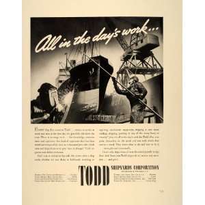  1939 Ad Todd Shipyard Ship Repair Dry Dock Welder 