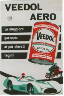 Original vintage poster VEEDOL AERO MOTOR OIL RACE CAR  