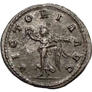 GALLIENUS 263AD Silvered Authentic Ancient Roman Coin Victory w wreath 