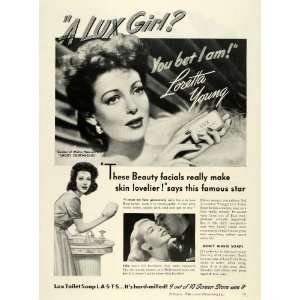  1944 Ad Lux Toilet Soap Bath Products Loretta Young 