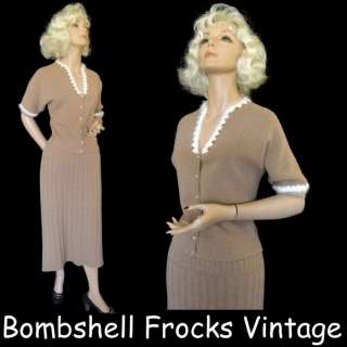 VaVaVOOM Vintage 30s 40s ANGORA TRIMMED Sweater Knit Skirt Dress Suit 