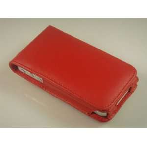  Red Vertical Leather Flip Cover Case w/ Rotating Belt Clip 