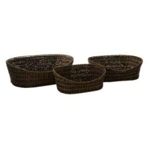 IMAX Exotic Dark Brown Set Of Three Woven Pet Beds Front Of Beds Curve 