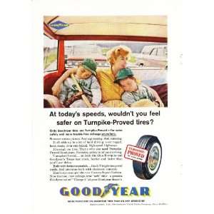 1961 Ad Tire Goodyear Turnpike Proud Tires Original Antique Car Parts 