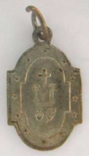Medallion ancien Vierge Miracle en métal argent années 1900 environ 