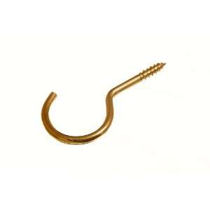 CUP HOOK SCREW IN UNSHOULDERED TOTAL LENGTH 50MM BRASS PLATED ( pack 