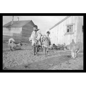  Eskimo Boys with Dogs   Paper Poster (18.75 x 28.5)