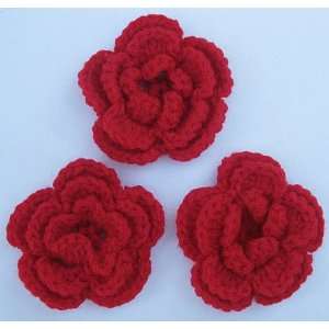  20pc Red Crocheted Flowers Appliques CR85 Arts, Crafts & Sewing