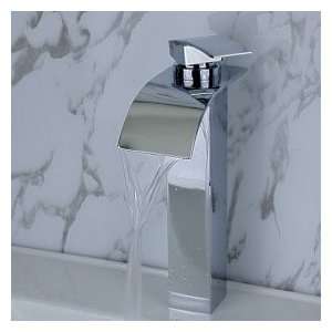  Contemporary Brass Waterfall Bathroom Sink Faucet (Tall 