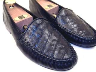   Magli Mens CROCODILE ALLIGATOR Black Dress Shoes Loafers 8.5 D  
