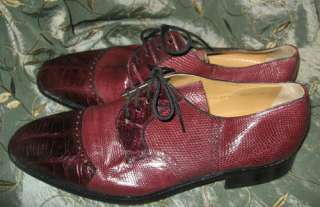   EDEN CROCODILE ALLIGATOR / LIZARD BURGUNDY OXFORD SHOES SZ 10  