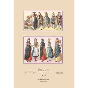  A Variety of Swiss Fashions 12x18 Giclee on canvas