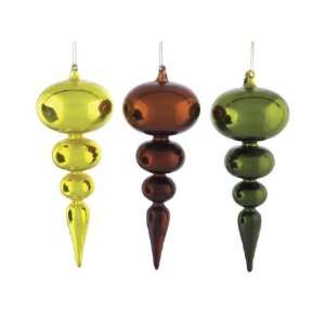  New   Natures Glow Pack of 6 Brown/Green Glass Finial 