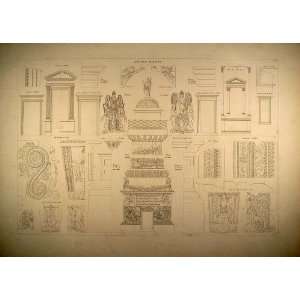  1841 Engraving Roman Arch Architecture Sculpture Durand 