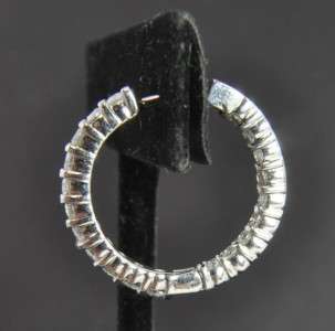 14K White Gold 1.20 CT Diamond Inside Out Hoop Earrings  