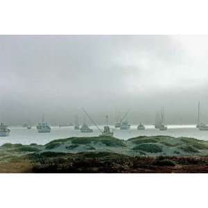  Fishing Fleet in Fog by John K. Nakata. Size 20.00 X 13.50 