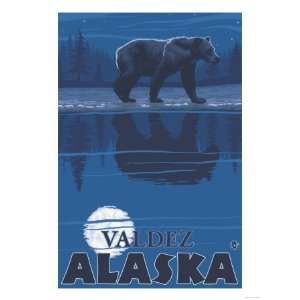  Bear in Moonlight, Valdez, Alaska Giclee Poster Print 