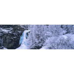  View of a Frozen Waterfall, Valais Canton, Switzerland 