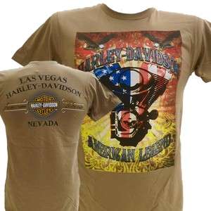 Harley Davidson Las Vegas Dealer Tee T Shirt TAN XL #BRAVA1  