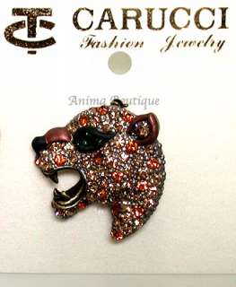 PANTHER/BIG CAT/LEOPARD PIN BY CARUCCI AUSTRIAN CRYSTAL  