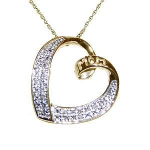   Heart Shape MOM Pendant Tilted Design With 16 inch Gold Chain Jewelry
