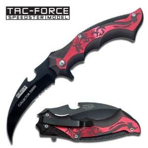   Dragon Assisted Action Open Karambit Knife   Red