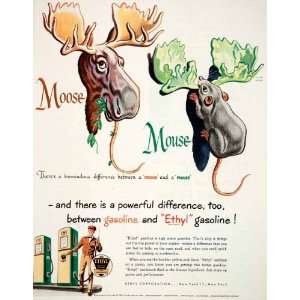  Ad Gasoline Ethyl Corporation New York Moose Mouse Difference Keith 