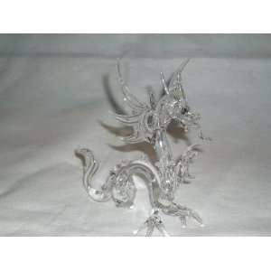    Fantasy Handblown Clear Glass Serpent Dragon 