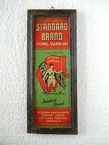 Vintage Framed Standard Brand Copal Varnish Advertisement Tin Sign 