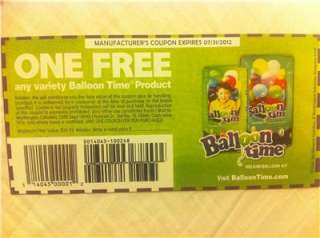 one FREE any variety Balloon Time Product coupons max value $39.99 