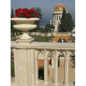 Bahai Gardens and Shrine, with Temple in the Background, Haifa, Israel 