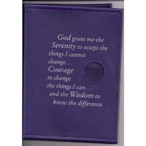   Book Cover Serenity Prayer & Medallion Holder Purple