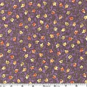  45 Wide Nancys Harvest Flannel Leaves Purple Fabric By 