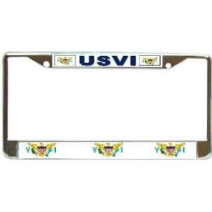 USVI United States Virgin Islands Flag Chrome Metal License Plate 