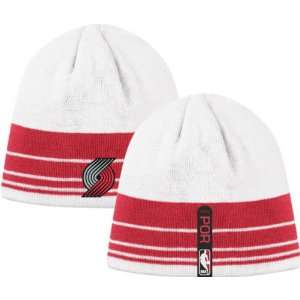  Portland Trail Blazers Striped White Knit Hat Sports 