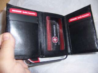 Swiss Army Jackknife Trifold Leather Wallet,Blk  