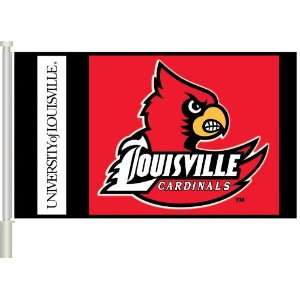 Louisville Cardinals CAR FLAG w/Wall Brackett Set of 2   NCAA  
