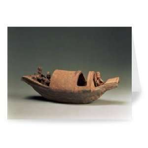 Boat and crew, tomb artefact, Eastern Han   Greeting Card (Pack of 2 