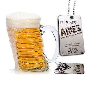  First Mate Aries 1 Mouth Blown Glass Beer Mug 1 Pint (17 Oz) 1 