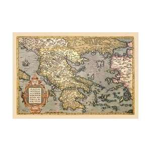  Map of Greece 28x42 Giclee on Canvas